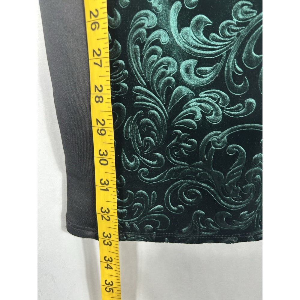 Vintage USA Y2K Green Velvet Burnout‎ Dress Size S Forest Fairy Whimsigoth Glam - Picture 11 of 14